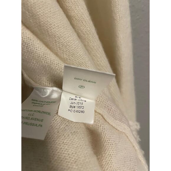 Lilly Pulitzer Cardigan Womens Large White Cashmere Fringe Open Front Read - Picture 6 of 9